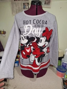 Disney Mickey & Minnie Mouse Hot Cocoa Kind Of Day Fleece Pajama set Size Med - Picture 1 of 4