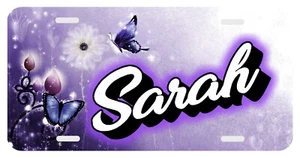 Butterflies Purple Personalized Monogrammed License Plate Custom Auto Car Tag - Imagen 1 de 4