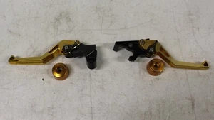 MZS Tuning Gold, Short, Brake and Clutch Lever Set w/ handlebar Ends - Picture 1 of 12