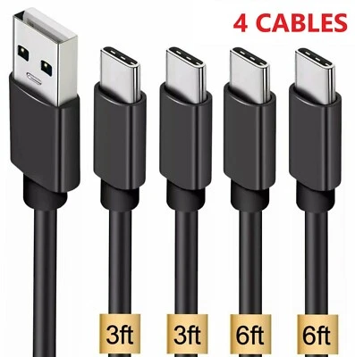 4 Pack 3FT & 6FT  USB C Cable Type C Fast Charger For Samsung Galaxy A01 A51 A71 - Image 1 of 4