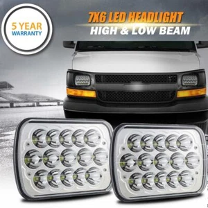 7x6" LED Headlight Sealed Hi/Lo Beam Crystal Clear DRL For GMC C2500 K2500 G3500 - Picture 1 of 12