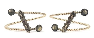 Pair of Antique Victorian Gold Filled Jeweled Etruscan Wedding Bracelets - Picture 1 of 6