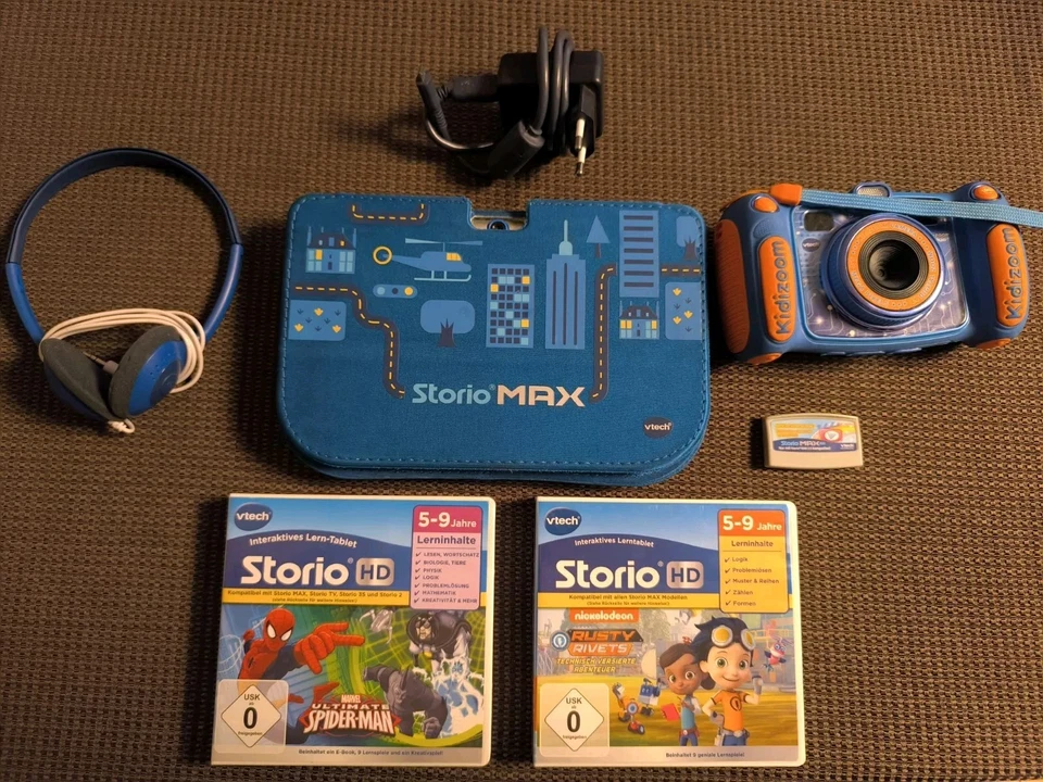 Vtech Tablet Storio Max 2.0 + Camera Kidizoom Duo + Kopfhörer+ 2 Spiele+ Zubehör - Bild 1 von 4