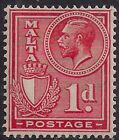 Malta 1926 - 27 Kgv 1D Rose Red Mm Sg 159 ( K419 )