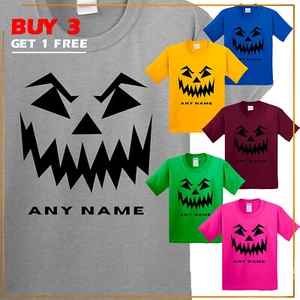 Personalized Halloween Pumpkin Cartoon Happy Christmas Kid's T Shirt USA Gift - Picture 1 of 14