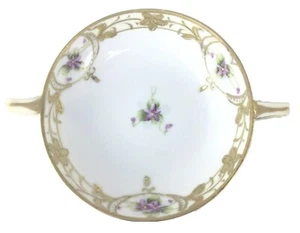 Nippon Morimura handbemalte Schale Gold mit Griffen Floral 4 3/4" klein - Bild 1 von 10