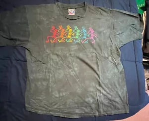 Vintage Thank Dead Shirt Dancing Skelett Gr. XL Liquid Blue Batik - Bild 1 von 2