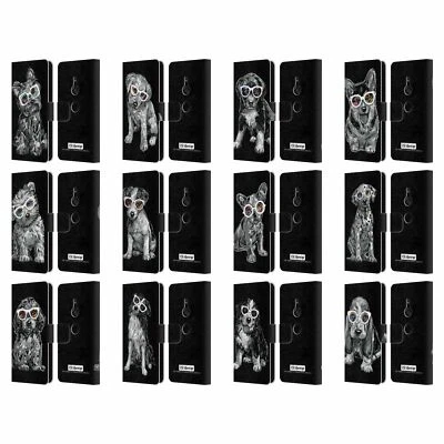 P.D. MORENO BLACK AND WHITE DOGS LEATHER BOOK WALLET CASE FOR SONY PHONES 1 Foto 1 de 4