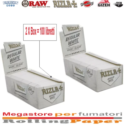Rizla White Regular Corte – 2x Box da 50 Libretti (Totale 5000 Cartine)