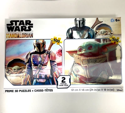 Star Wars The Mandalorian Lenticular 3D Puzzle  2-Puzzles 500 Pieces Each New  - Image 1 of 3