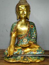 18 inch bronze cloisonne enamel handwork flowers Sakyamuni tathagata buddha