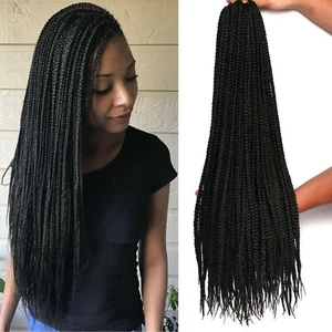 7 Packs 26 Inch Goddess Box Braids Crochet Hair Prelooped Crochet, #1B, I9 - Picture 1 of 6