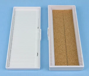 50 PLACE CORK LINED MICROSCOPE SLIDE BOX - Picture 1 of 1