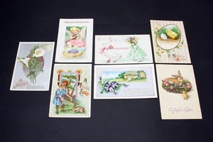 7 Antique Easter Holiday Post Card Lot Early 1900s Assorted Designs & Embossed - Picture 1 of 4