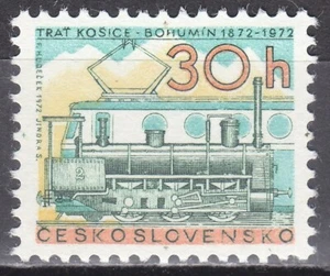 Czechoslovakia MNH 1972 Mi 2059 Sc 1805 Kosice-Bohumin railroad. Locomotives ** - Picture 1 of 1