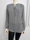 SAC AND RACHEL women blouse size S black and white stripes preowned vintage