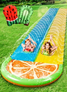 Toboganes de agua dobles Syncfun toboganes de agua para césped al aire libre con aspersor 2 tablas - Imagen 1 de 14