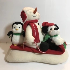 Hallmark Jingle Pals Animated Musical Plush Snowman Penguin Dog Sleigh Ride 2007 - Picture 1 of 8