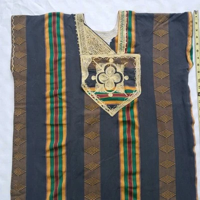 Top étnico bordado a rayas rojo verde amarillo a rayas africano Dashiki para hombre sin mangas Foto 1 de 4