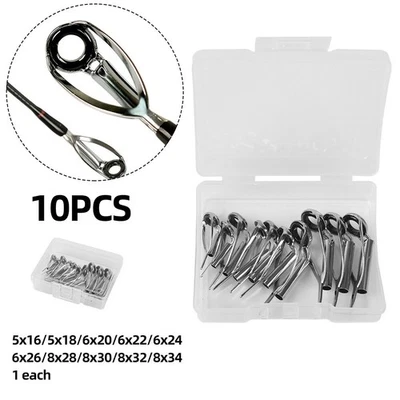 Guida Canne da Pesca Argento Anticorrosivo con Occhiello in Ceramica 10/40 Pezzi - Immagine 1 di 4