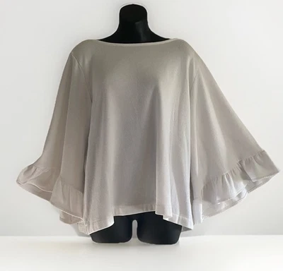 Banana Republic Women XL White Dramatic 3/4 Bell Sleeve Ruffle Knit Top FairyCor - Image 1 of 4