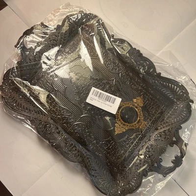 Bandeja para servir persa marroquí antigua café decoración del hogar mango de vela decorativo Foto 1 de 4