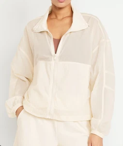 OLD NAVY ACTIVE Cream Sheer Thin Lightweight WINDBREAKER JACKET Full Zip PLUS 3X - Picture 1 of 4