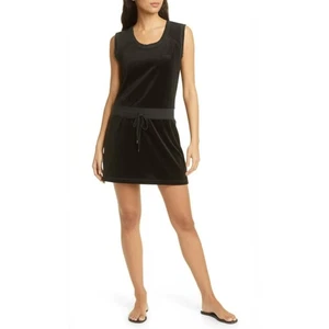 Abito BCBGMAXAZRIA nuovo con etichette taglia L nero velluto coulisse logo casual chic - Foto 1 di 8