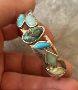 Bracciale Whitney Kelly argento sterling 925 turchese calcedonio 7 in - Foto 1 di 12