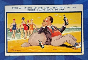 Humoresque Reg Maurice Comic Postcard 1936 Bathing Beauty Bass Pale Ale Beer - Picture 1 of 2