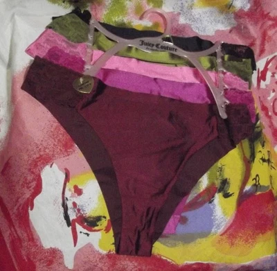 5 NOVAS CALCINHAS DE BIQUÍNI DE CETIM JUICY COUTURE JC2834 5PKE MF SEM EXIBIÇÃO ACABAMENTO EM RENDA GG - Imagem 1 de 2