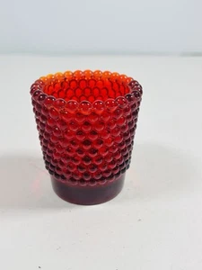 Vintage Ruby Red Hobnail Glass Bubble Rim Votive Candle Holder Great Condition - Picture 1 of 10