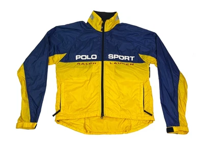 VGT 90' Ralph Lauren Polo Sport RLX Yellow Windbreaker Full Zip Cycling Jacket - Image 1 of 4