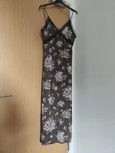 H&M x Brock Collection Floral Brown Ankle Length Lace Slip Dress Side Slits 38 - Picture 1 of 7