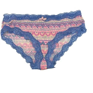 Wilshire & Montana Intimates Neon Aztec Print Lace Trim Panty Size Small - Picture 1 of 4