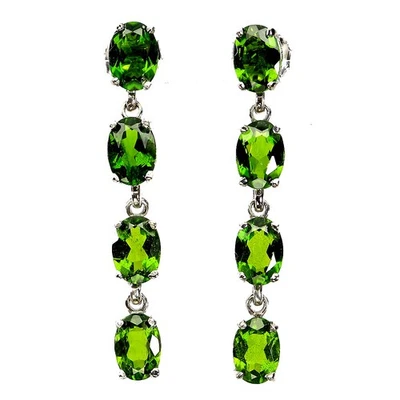 Pendientes Black Friday Plata Esterlina Ovalados Cromo Diópsido 7x5mm Joyería Natural Foto 1 de 4