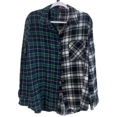 Camisa xadrez flanela manga longa algodão rayon xadrez rosa desbotada XL - Imagem 1 de 4