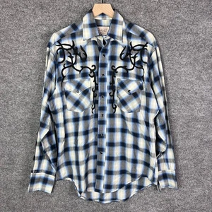 Rockmount Ranch Wear Western Plaid Shirt Embroidered Mens Small - Picture 1 of 10