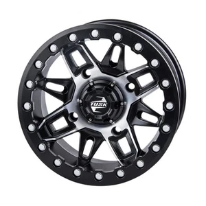 4/156 Tusk Wasatch Beadlock Wheel 15x7 5.0 + 2.0 Machined/Black For Polaris - Picture 1 of 8