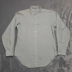 VTG Arrow Shirt Mens Large Green Check Decton Oxford Tapered Made in USA 60s 70s - Picture 1 of 7