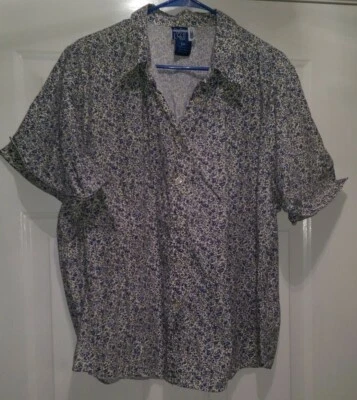 Blusa Camisa Top Venezia Mujer Talla 22 22W Azul Blanco Floral Foto 1 de 3