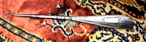 Sterling Silver Dress Button Shoe Hook Antique 7 7/8"L No Monogram - Picture 1 of 5