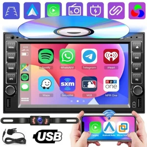 6.2" Car Radio Apple CarPlay Auto Stereo Double 2Din Touch Screen CD DVD Player - Picture 1 of 13