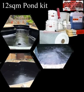 12 Metre² Fibreglass Pond Kit, Polyester Resin, Tissue, Black Topcoat, Matting - Picture 1 of 2