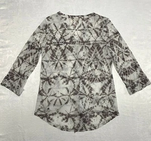 Chico’s sheer blouse women Size 1 button down 3/4 sleeves V-neck preowned. - Picture 1 of 12