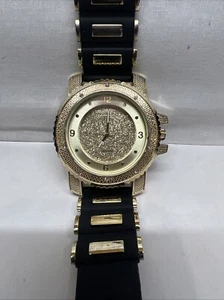 Orologi Bust Down Techno Pave Hip Hop Uomo Cinturino Gomma Iced Bling WR 7758 - Foto 1 di 11
