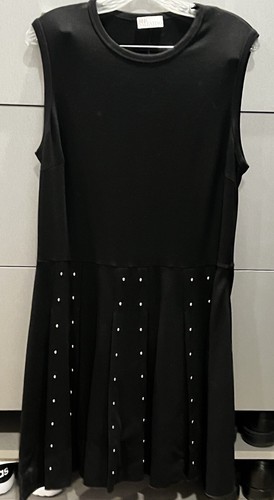 Abito rosso Valentino senza maniche in maglia plissettato con borchie taglia XL elasticizzato