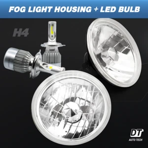 7" inch Sealed Beam Headlight Conversion High/Low Beam Chrome + 100W H4 LED - Picture 1 of 9