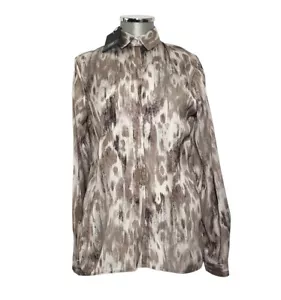 Blusa mujer manga larga ROBERTO CAVALLI CLASS blanca beige marrón leopardo ¡NUEVA ETIQUETA! - Imagen 1 de 11