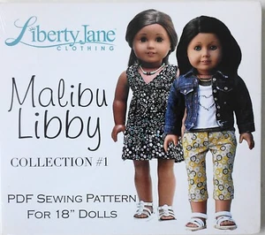 Liberty Jane Clothing 18" Doll Malibu Libby Collection #1 PDF Sewing Pattern CD - Picture 1 of 2